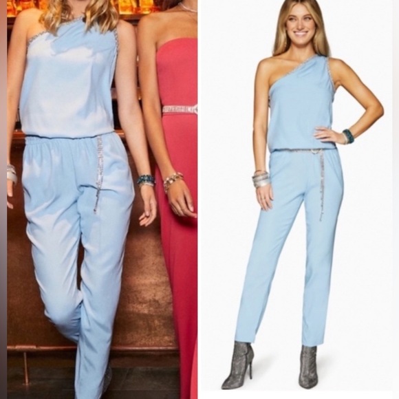 Ramy Brook Pants - Ramy Brook lulu embellished silk blend jumpsuit in blue NWT